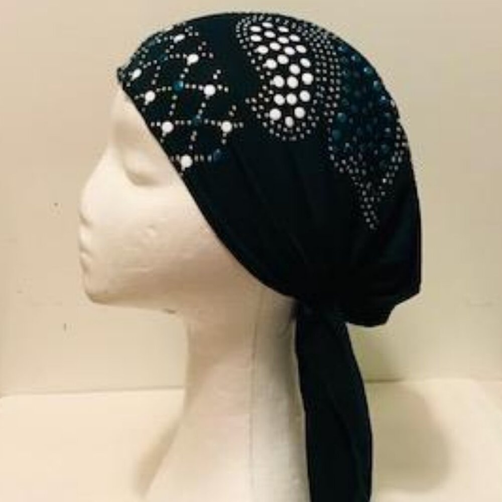 DARK GREEN Pre-Tied Stud Fashion Cap Slip On Bonnet Hijab Undercap #8